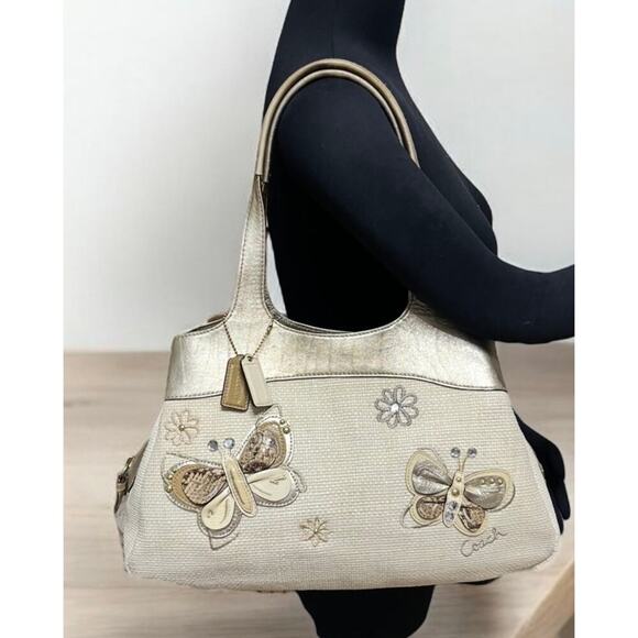 Coach F16584 Lexi Woven Butterfly Shoulder Bag & Matching Wristlet - Picture 7 of 13